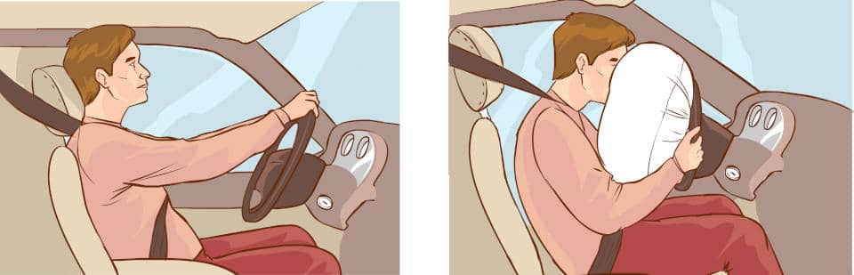 accidente de coche y despliegue del airbag