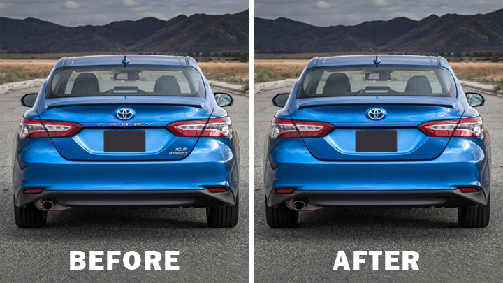 quitar los distintivos del coche (antes y después)
